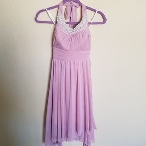 Light Pink Halter Dress with Pearl Collar